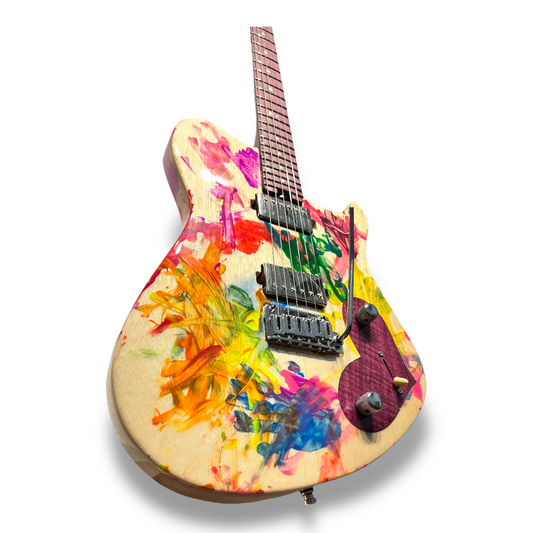 Guitarra Custom Shop - Ceci HH Trem - Pinheiro Guitars - Pintura com os Filhos!